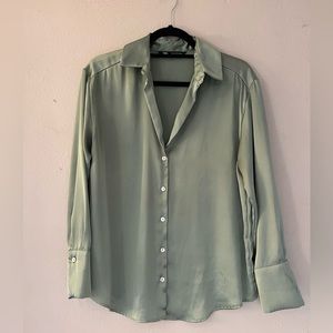 Zara satin green button up